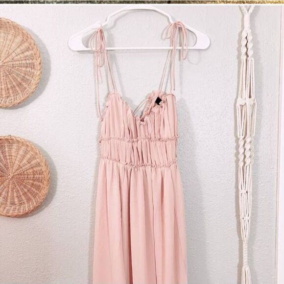 Anthopology O.P.T. One Pretty Time Pink Gigi Chiffon Midi Dress in Blush… - Picture 5 of 9